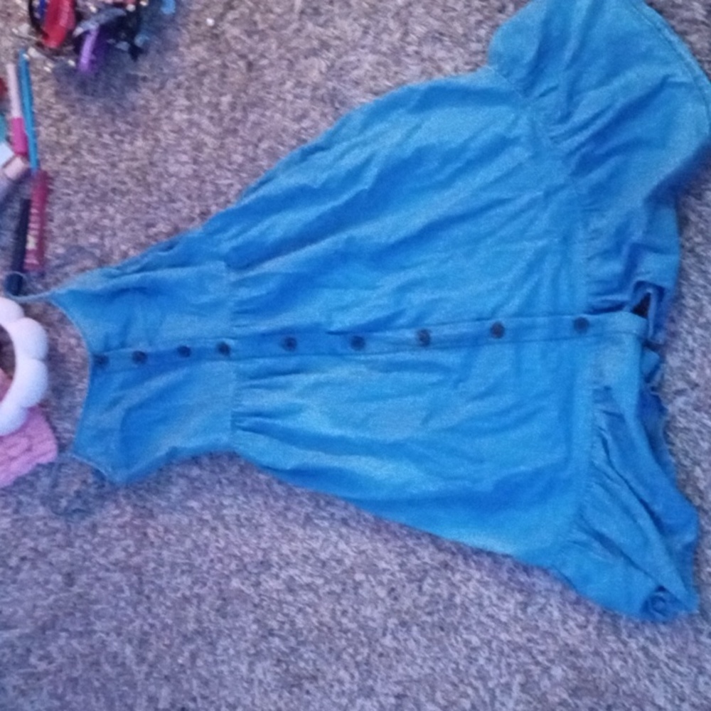 Blue button dress